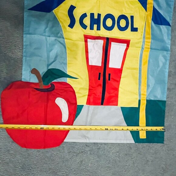 School House Gold Flag Pole Large House Garden Red Door 38" x 31" - Picture 3 of 4